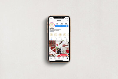 Instagram design for vintage rug boutique on iphone screen