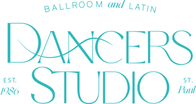 Dancers Studio Teal Logo, Transparent Background, Ballroom and Latin Dance Lessons.