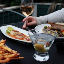Outdoor dining with drinks Stanwood Grill Restaurant