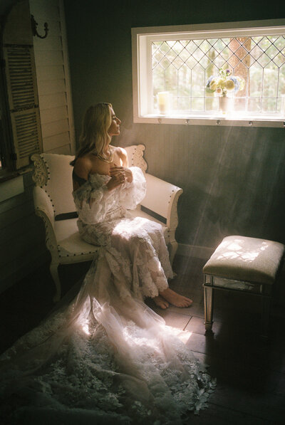 a bride glowing in the sunlight on mount rainier