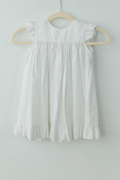 white cotton flutter sleeve dress for girls