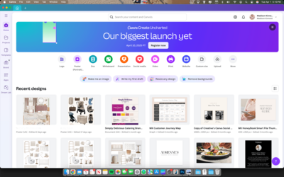 Screenshot of Canva projects page