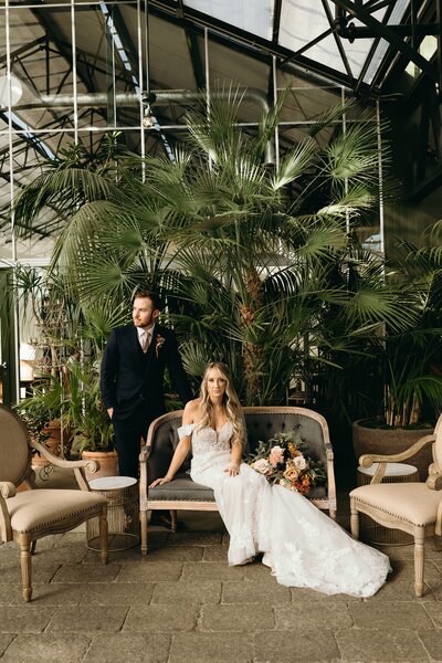 green house wedding portraits