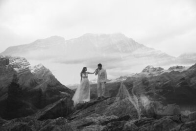 Vows at Peyto Lake, Alberta, Canada during at elopement