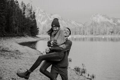 Adventure engagement session in Grand Teton National Park.