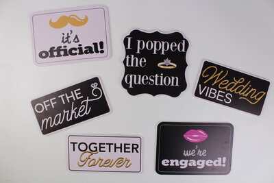 Engagement themed props for photo booth