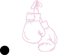 BOXING GLOVES HANGING FROM A STRING TIED IN A BOW