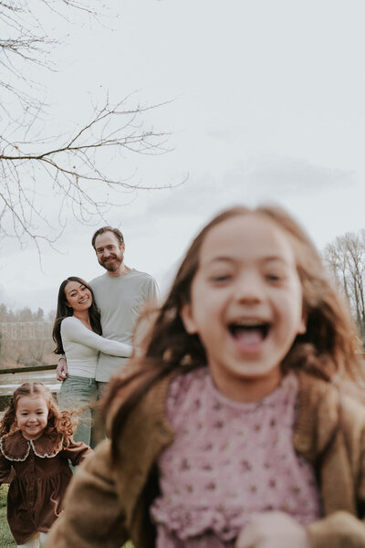Family session with the kids running up to the camera!