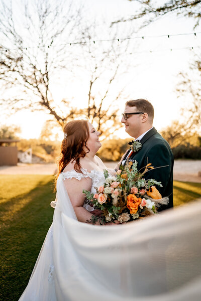 Pima County Historic Courthouse Elopement couple kissing during outdoor ceremony