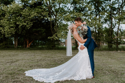 A bride and groom on their wedding day in North Carolina