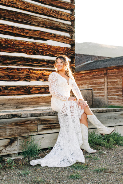 Bridal portrait in Bannack State Park