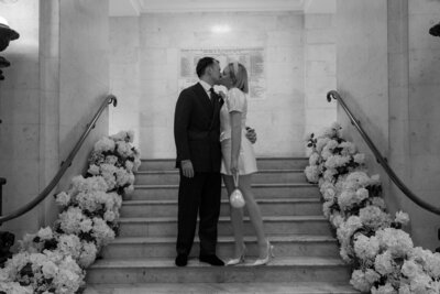 Intimate portrait of a bride and groom at their London wedding
