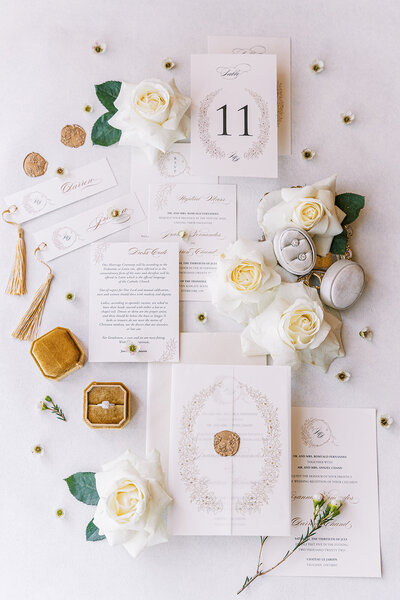 Classic ivory vellum wedding invitation 1