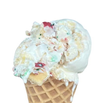 scoop of christmas tree cake ice cream