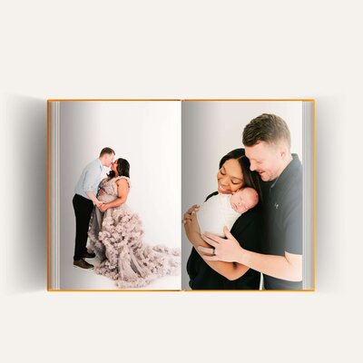 framed maternity photo of couple sitting on a bench in Springfield MO