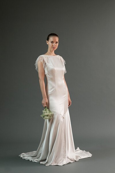 Butterfly Wedding Dress with off-the-shoulder sleeves