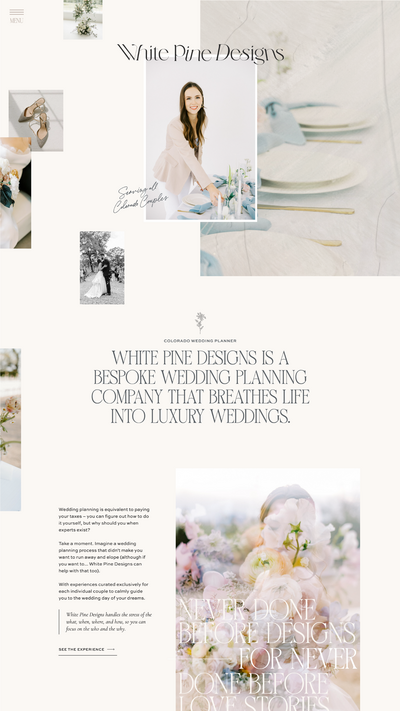 Mockup of White Pine Designs website