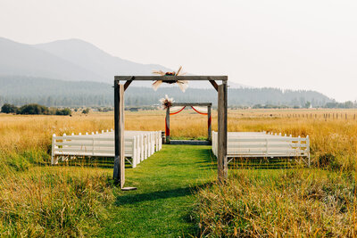Outdoor wedding ceremony at Cattle Springs in Arlee, MT