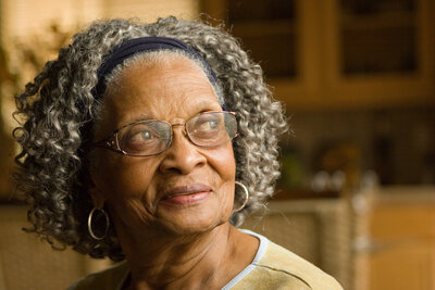 Elderly female smiling