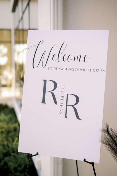 Aesthetic wedding welcome signage at The Arlo in Texas