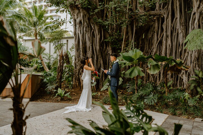 bride and groom exchanging vows