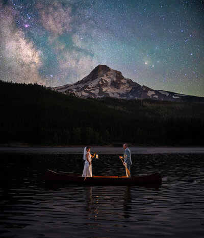 Elopement oregon coast under full moon