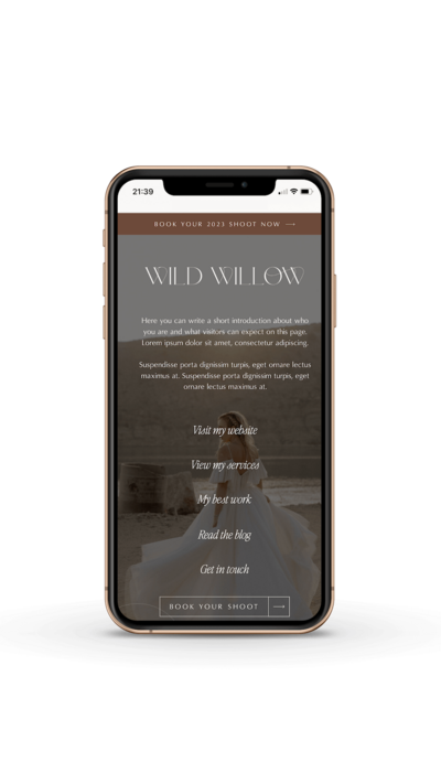 Honey Seed Instagram bio link template Showit