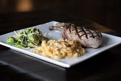 Frenched Double Bone Pork Chop at Burton's Farmhouse Restaurant and Events in Paoli Indiana