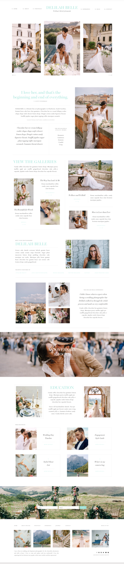 Delilah is a Showit Website Template for photographers and educators that want a dynamic, classy layout that books those dream luxury bride clients.