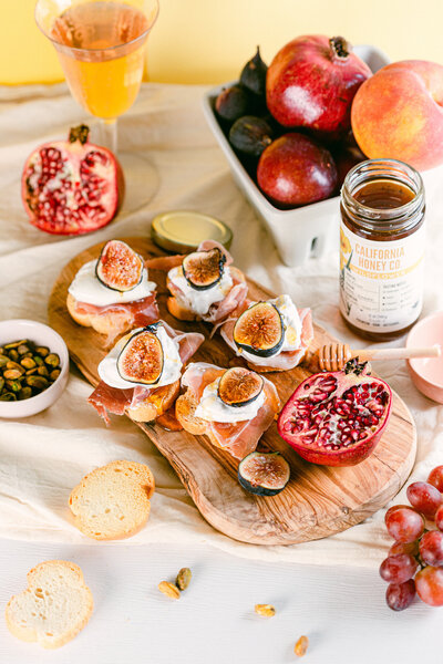 Fig Prosciutto Brie Honey Recipe Bright Food Photography