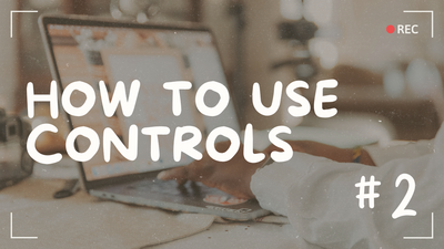 How to Use Controls Words in bubble letters on a Showit Training Video Cover set in a cafe. Video 2.