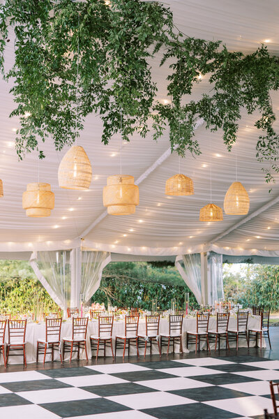 Reception tent details Glen Foerd Estate in Philadelphia, PA