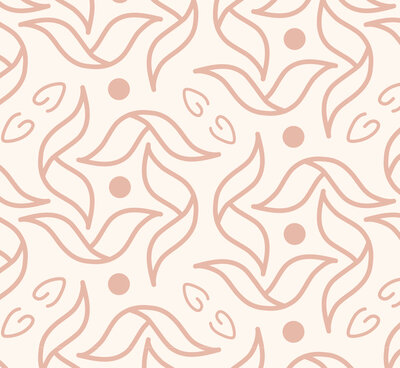 Grace Clay Co brand pattern created by Ayanna Richilano Designs in pink on cream background. The pattern is built of deconstructed elements from the logo.