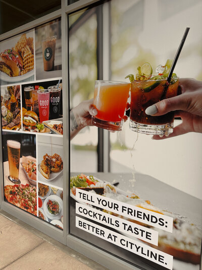 Storefront with graphics