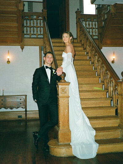 editorial image of a bride and groom at their wedding at Justine's Secret House in Austin, TX captured by documentary wedding photographer