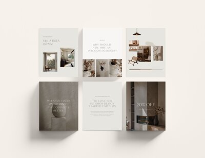 Earthy Instagram post templates for interior designer