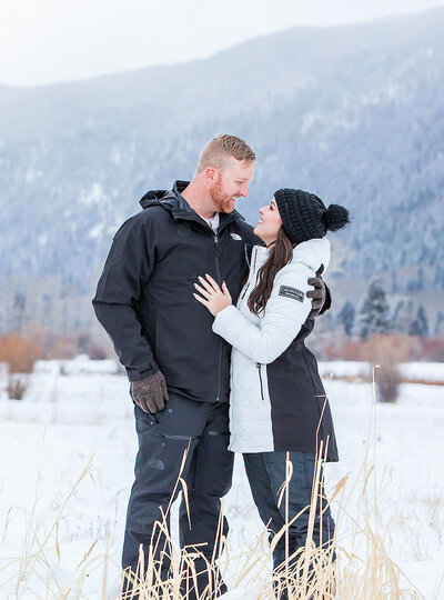 snowy Colorado engagement photography