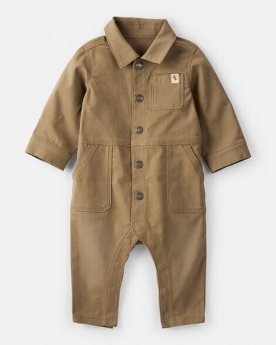 Baby Boy Canvas Long-Sleeve Jumpsuit