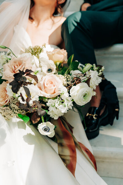 Virginia Wedding Photographer, bride and groom leaning against a light post