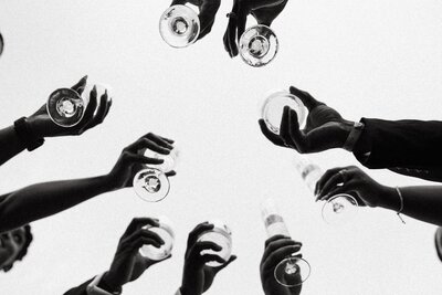 wedding guests raise glasses at wedding venue in lancaster pa