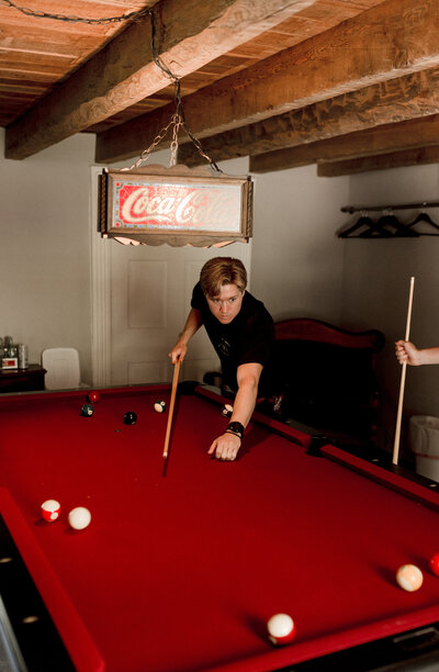 Pool table in game room
