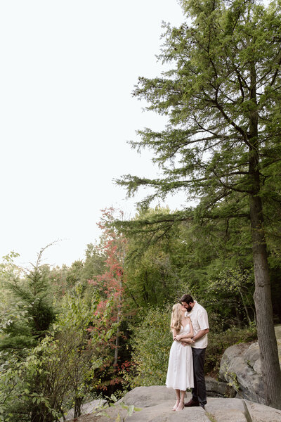 Couple embracing at Ledges in Cuyahoga Valley National Park.