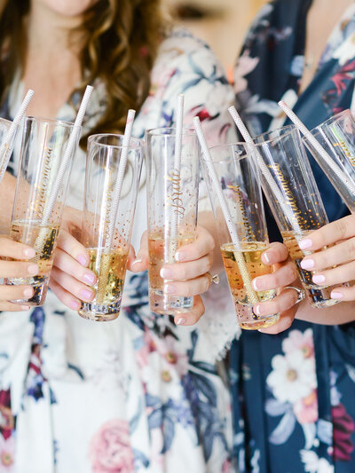 wedding celebration cheers bridesmaids