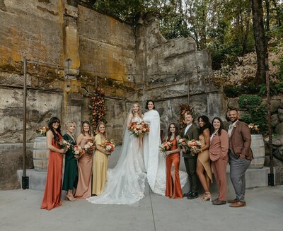 Brides with Full Bridal Party - Megan & Amber | Hood River Wedding  - LGBTQ Wedding