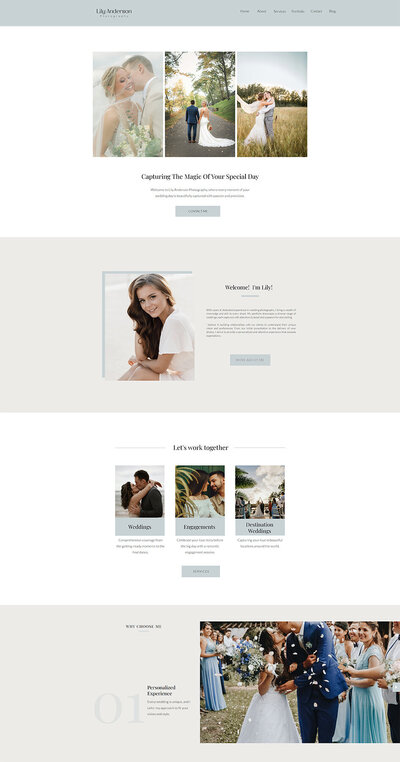 picture of home page of lily anderson showit website template