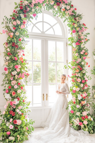 spring rose arch chateau cocomar wedding