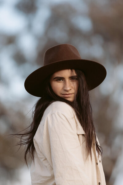 woman in a cowboy hat