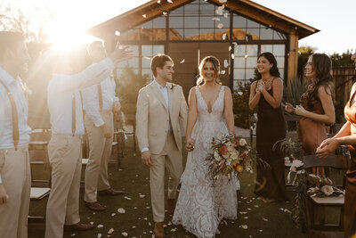 bride and groom portraits at the paseo