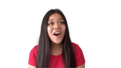 M.J. Johnson voice student singing in red shir