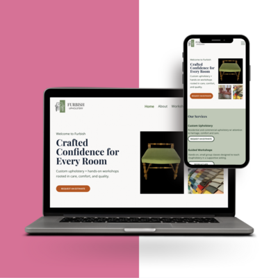 Laptop and phone mockup of website project called  Black Paper Party